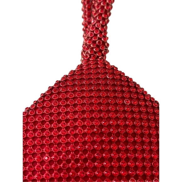 La Regale Clutch Bag Evening Purse Triangle Full Rhinestones Red - Picture 5 of 9